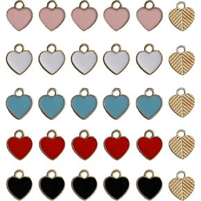 100 Pcs Enamel Heart Charms, 5 Colors Love Charm for DIY Jewelry Making Keychain Necklace Bracelets, 12x10mm
