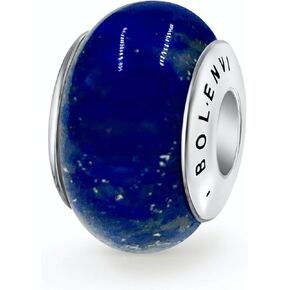 Bolenvi Lapis Lazuli Chakra Stone Bead Charm ، متوافق مع أساور Pandora Charm ، وقلادات ، ومجوهرات DIY ، 925 الفضة الإسترليني ، وسحر لصنع المجوهر