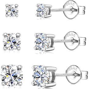 Blahanna Moissanite Stud Earrings Women 18K White Gold Sterling Silver Moissanite Diamond Stud Earrings D Color Brilliant Round Cut Lab Created Moissanite Earrings for Women Men Girls