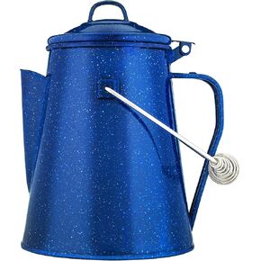COLETTI Classic Camping Kettle — Coffee Kettle, Camp Kettle – NO Aluminum or Plastic [Blue Enamel, 12 Cup]