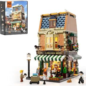 مجموعة من الطوب المباني للمحمل-City Town Coffee House LED LED Modular Construction Model.