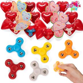Joyin 20 Pack Valentines بطاقات مع Fidget Spinner و Red Prefiled Hearts ، Trough Leaff Hand Finger Spinner Toys For Boys Kids Valentine Barty Form
