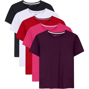 Brix Girls' Short Sleeve Tees - 4-Pack Crew Neck Jersey Comfort Soft Basic T-Shirts.
