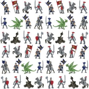 Safari Ltd. Knights & Dragons Bulk Bag - Set Of Miniature Medieval Fantasy Toy Figurines - 48 Piece Collection for Boys, Girls & Kids Age 3+