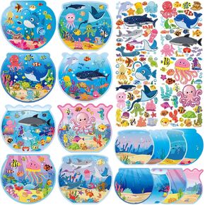 Frienda 48 وضعت تحت Sea Crafts DIY Summer Fishbowl Crafts Bulk Se Se Sean Comply Complements Ocean Animals Ocean Shark Clown Fish Dolphin Scals for Summer Party Form