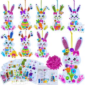 Winlyn 24 Sets Easter Craft Kits Spring Crafts Diy Bunny Ornaments Decorations Rabbit Foam Stickers Arts and Crafts for Kids Home Classroom Tists Party Projects Projects