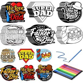 Sanixin 30 pcs عيد الأب DIY Crafts Magnets Kit Color Your Happy Foder's Day Magnet لأفضل Dad DIY تلوين الحلي المغناط