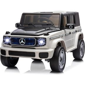 Hetoy 12V Baby Car Ride On ، مرخصة من مرسيدس-بنز EQG بطارية كهربائية بطارية مدعومة مع الأصل عن بعد ، أضواء LED للسيارة الكاملة ، تعليق الربيع ، الموسيقى ، 4 Wheeler Electric Oper for Kids ، White
