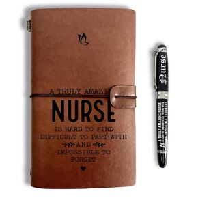 Nurse Gift Leather Journal, A Truly Amazing Nurse is Hard to Find, Engraved Gift Pen, Nurse Gift, Leather Notebook and Pen Gift for Nurse, 160 Pages Notebook, Thank You Christmas Nurses Day Gifts