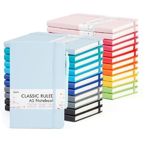 Leana Cined Books Set ، 24 Pack A5 A5 Hardcover Writing Journals Bulk ، Classic Journal Notebooks for Women Men Thouds Takeing ، 12 دفتر ألوان صلبة مع حامل القلم لمدرسة العمل