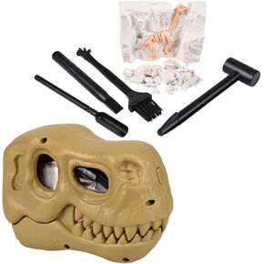 Dino Dig Kit for Kids - Dinosaur Fossil Digging Kit مع أدوات صغيرة وحالة جمجمة T -Rex - اكتشاف عظام الديناصورات!