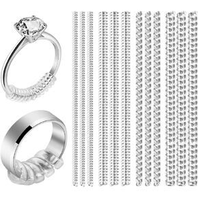 Fineim Ring Sizer Lasured للحلقات الفضفاضة - 12 حزمة ، 4 أحجام ， شفافة لعرض نطاق مختلف ، ضابط حجم حلقة السيليكون مع قطعة قماش لتلميع المجوهرات. (12 حزمة ، ملف)