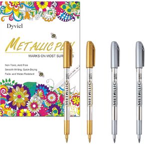 Dyvicl Premium Metallic Markers Pens Silver and Gold Paint Pens Fut
