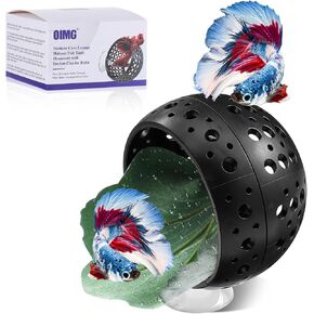 Betta Hideout ، Black Betta Tunnel Aquarium Bettas Hidtout مع كوب الشفط ، إكسسوارات Bettas Fish Cann