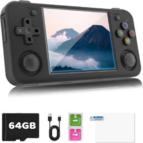 RG35XX H Retro Game Console ، بطاقة IPS 3.5 بوصة IPS مدمجة في بطاقة TF 64 جيجابايت ، مع لوحات ألعاب Linux للبطارية 3300mAh ، ودعم HD و TV Output Casual Game Console (Purple)
