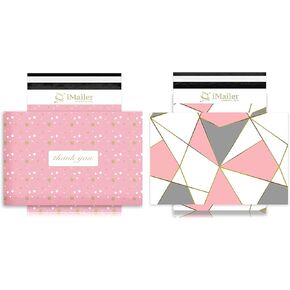 Poly Mailers-Thank You Pink Polka Dot(100 pcs)+Triangle(100 pcs) Shipping Package Mailing Bags-Self Seal
