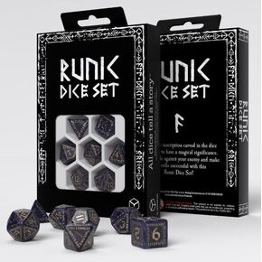 Q-Workshop Runic Dice Set: Mixed Blue & Gold للأعمار 14 وما فوق ، 1+ لاعبين