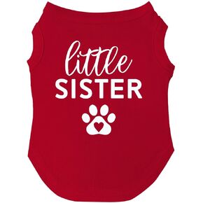 Little Sister Heart Paw Dog Tee Shirt Sizes for Puppies, Toys, and Large Breeds (Black, Small 218sis)