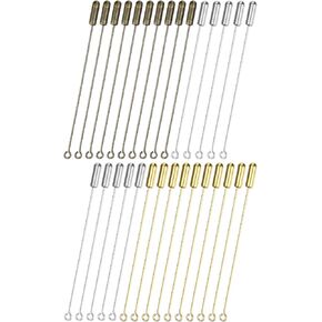 30-Pack Brooch Stick Pins, 2.8 Inch Copper Long Needle Eye Pin with Stopper Ends for DIY Clothing/Accessories/Suit Tie/Jewelry, Straight Flat Head Pins [Silver/Gold/Bronze]