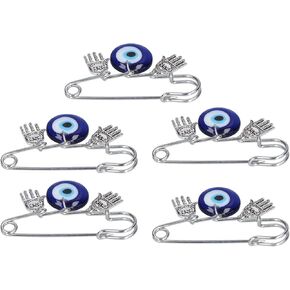 5PCS Evil Eye Pin, Iron and Alloy Unique Design Brooch Good Luck Safety Pin Charm Charm Pins for Men Women Home Party Dating