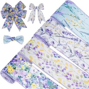 4 Rolls Lavender Wired Ribbon - 20 ياردة ، 2.5 '' Satin و Lughend Lavender Floral Ribbon لحفلات الزفاف والحرف والترتيبات الأزهار