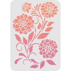 أصابع الإصبعين داليا stencil 11.7x8.3 بوصة زهور بلاستيكية الرسم اللوحة الطلاء ديزي بلوم بلوم زهرة النمط القابل لإعادة الاستخدام للطلاء على الخشب والأرضية والجدار والبلاط