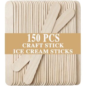 150 PCS Craft Sticks Dicks Dicks ، Borogo 6 "× 3/4" العصي الطبيعية المصاصة المصاصة العصي تعامل عصي البوب ​​الجليد للحرف DIY