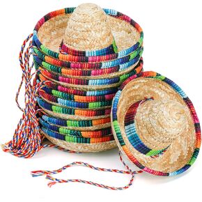 Frcctre 12 حزمة قبعات Sombrero الصغيرة ، 6.5 بوصة القبعات المكسيكية الطبيعية القبعات Sombrero Party Hat Cinco de Mayo Carnival Party Party Favors Hat Dolls Pets Peties Supplies Supplies Supplies