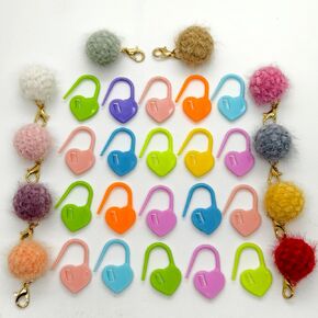 10 PCS علامات غرزة الكرة الصوف لطيف للكروشيه مع مشابك جراد البحر من سبائك و 20 PCS علامات الحياكة على شكل قلب ، لمستلزمات الحياكة والكروشيه ، مناسبة لسماكة الغزل المختلفة.