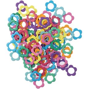 uniquer 100pcs سبيكة شكل زهرة شكل الحياكة غرزة multicolor علامات غرزة زهرة شكل حلقة معدنية ملونة قفل غرزة DIY