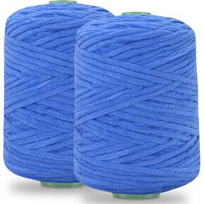 غزل Chenille chenily للكروشيه 500G DIY حبك بطانية Amigurumi قبعة الوشاح ناعم الغزل سوبر ضخمة (1 ، الأزرق)