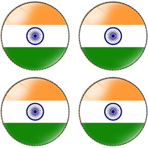 4 PCS India Flag Pin Round 1 Inch ، Pins Frains Souvenir Badge for Hat Cloths Backpack ، Flag Flag Exclues Party Forms ، إكسسوارات دبوس الوطنية للرجال/النساء