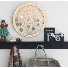 Coin Display Rack, Travel Gift Money Bank, Collector's Currency Dollar Collection Rack, Wooden Savings Jar (Round)
