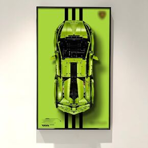 عرض Wallboard Wallboard لـ Lego Technic Lamborghini Sián FKP 37 42115 Classic Super Car ، متوافقة مع عرض سيارات Lego F1 ، أفكار هدايا لجبل Lego Car Wall Mountust ، الحجم: 17.7x 29.5in
