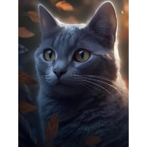 Generic Diamond Art Painting Russian Blue Lovely Cat （3） Kit for Adults Diamond Art Painting by Number Kits Gem Art Wall Home Decor(Canvas 11.8 x15.8inch)