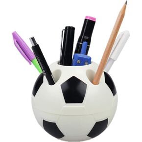 Creative Football Pen Holder Desktop Soccer Shape Style Design Pencil Container Desktop Organizer Container Table Decor for Kids Gifts