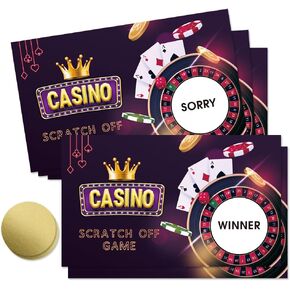 50 PSC Casino Scratch Off Game ، Funny Casino Night Scratch Cards for Glaming Party Birthday Party ، Typerty Award Taxets ، Favors Business Prison