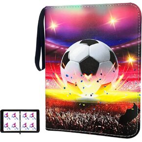 900 Cards Soccer Card Binder, 9-Pocket Card Collections Trading Card Binder 50 Pages Double-Sided Cards Holder with Zipper 3-Ring Card Album for Sports Soccer Card Sleeves Protectors