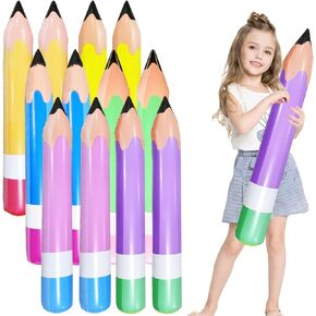 Huaerle 12 Pcs Giant Large Inflatable Pencil 27 Inch Blow up Crayons Back to School Decoration Hanging Inflatable Pencil Classroom Decoration for Room Photo Prop Classroom Prizes