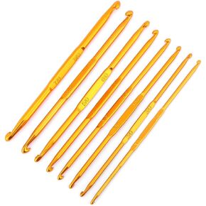 Kooingtech 8pcs خطافات مزدوجة الكروشيه ، 5.31in السنانير الكروشيه الألومنيوم الذهبية ، خطاف الكروشيه المزدوج الطرف لحياكة قبعات البلوزات