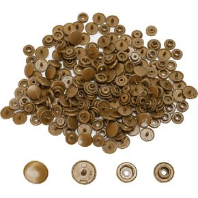150Sets KAM T5 Plastic Snaps Brown Button Fasteners Bag Folder Dark Buckle Garment Accessories for Clothes Glossy Round Punch Cloth Diaper Bibs Unpaper Towels Nappies Fabric Clothing
