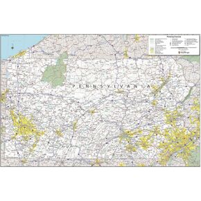MapSherpa: خريطة جدار ولاية بنسلفانيا - ملصق 24 × 36 بوصة - التصفيح الأمامي