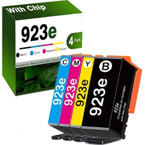 4 Pack 923e Ink Cartridge Combo Pack with Chip Replacement for HP 923 Ink Cartridges for HP Printers 923XL Ink Compatible for OfficeJet Pro 8138e 8130e 8135e 8139e OfficeJet 8122e 8120 8123