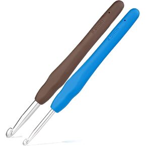 4 mm Crochet Hook and 6 mm Crochet Hook, Ergonomic Handle for Arthritic Hands, Extra Long  Knitting Needles for Beginners and Crocheting Yarn