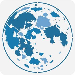 Pingerinspire Full Moon Painting stencil 11.8x11.8inch reedable moon planets pattern قالب الرسم DIY الفضاء الفضائي موضوع القمر الزخرفي السماوي للطلاء على الأثاث الخشبي
