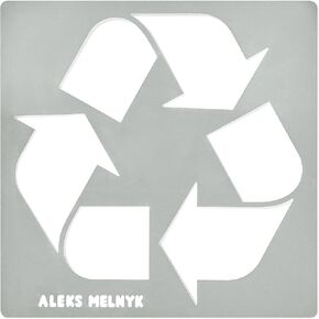 Aleks Melnyk No.66 Recycle Logo 4 × 4 بوصة ، الاستنسل المعدني ، استنسل سلة القمامة متعددة الاستخدامات ، قالب الفولاذ المقاوم للصدأ للطلاء ، البيروغرافيا ، حرق الخشب ، رمز إعادة التدوير الصغير ، 1 PCS