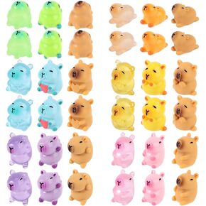 36 PCS Mini Resin Capybara التماثيل ، توهج في الحلي الحديقة المصغرة Capybara الداكنة لعقد عيد الميلاد Topper Dashboard ألعاب محلية (كلاسيكية ومضيئة)