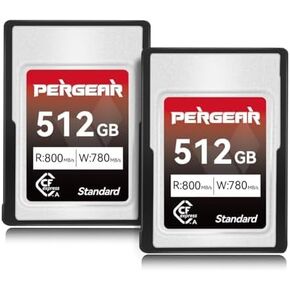 Pergear 512GB CFexpress Type A Memory Card, Up to 800MB/s Read Speed & 780MB/s Write Speed for 4K 120P,8K 30P Recording (2-Pack)