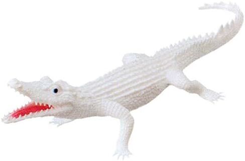 WARM FUZZY Toys 10" Long Alligator with Squeaker Toy for Kids, Animal Figurine, Alligator Toys for Pretend Play and Wildlife Decorations, Perfect for Party Favors, Prize Box and PTA Carnival - White in Kuwait
