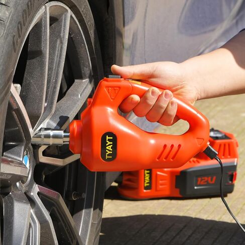 Electric Car Jack Kit, 5 Ton Hydraulic Car Jack with Inflator Pump, 12V Portable Car Jack with LED Light for SUV MPV Sedan, Lifting Range 6 to 17.7 Inch (Red) in Kuwait